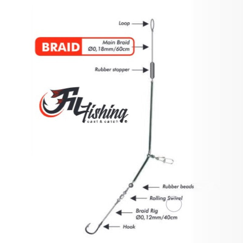 Fil Fishing Filex Ready Feeder Rig B - 1m - Braid - Witvis/Feeder montage (verschillende varianten)