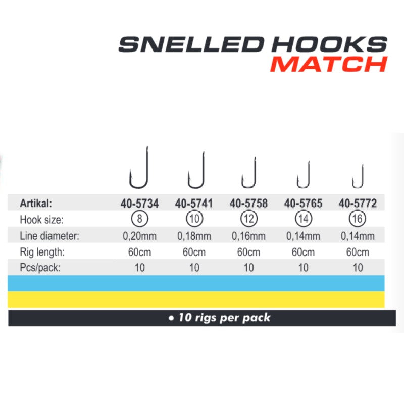 Fil Fishing Snelled Hooks 'Match' (Meerdere Haakmaten)